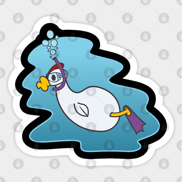 Snorkle Chicken Sticker by threeonethree